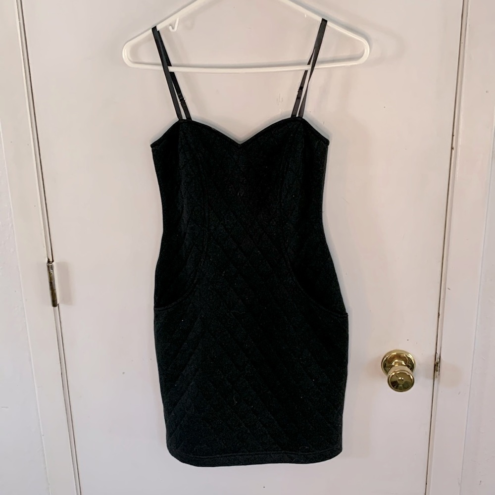 Antipodium London black quilted bodycon minidress Sise Small